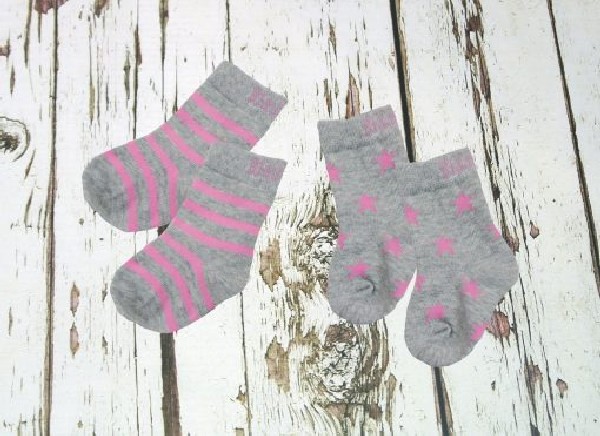Sokjes Grey & Pink Stripe/Star