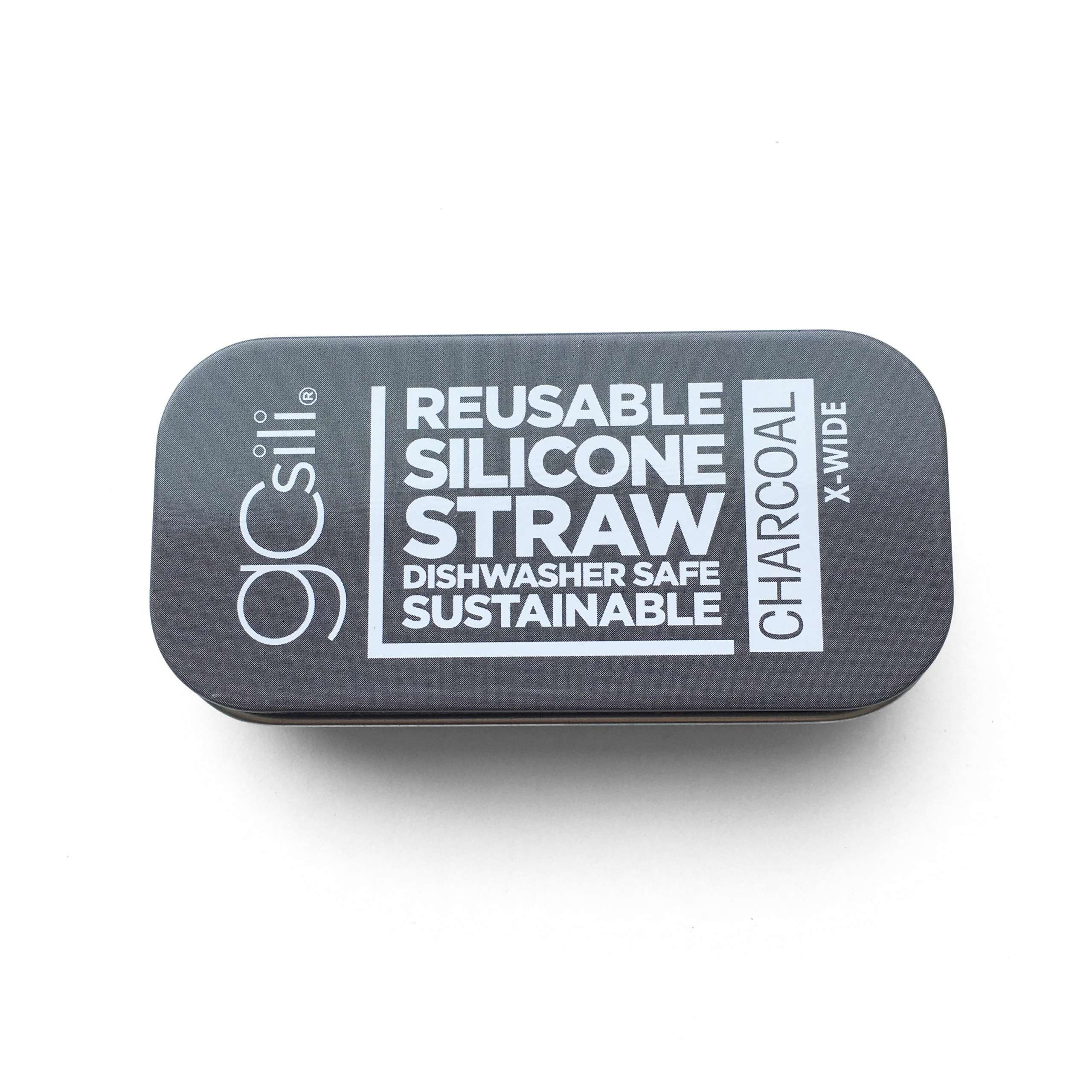 Reusable Silicone Straw X-Wide Travel Case Charcoal