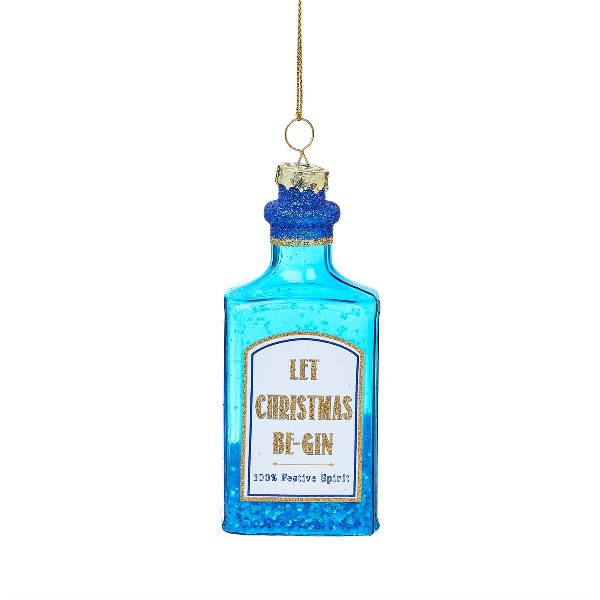 Kerstbal Blue Gin Bottle