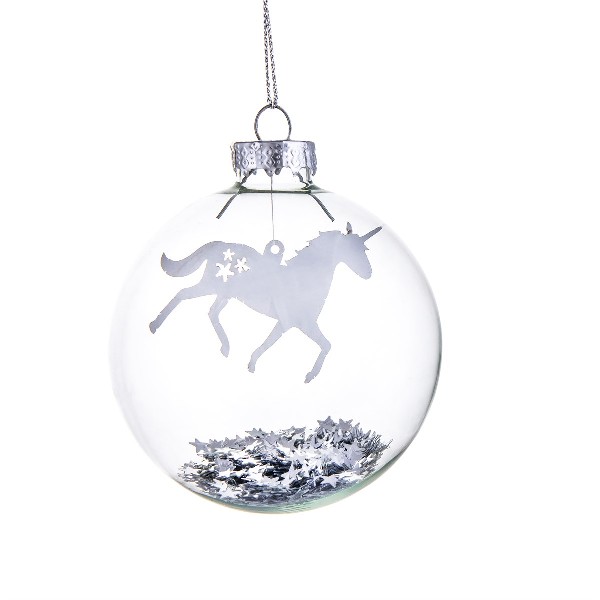 Kerstbal Silver Star Unicorn