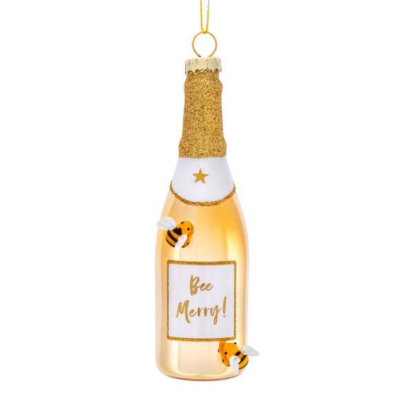 Kerstbal_Bee_Merry_Gold_Champagne