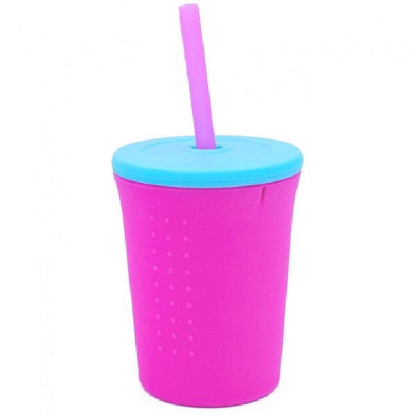 Straw Cup 350ml Pink/Aqua