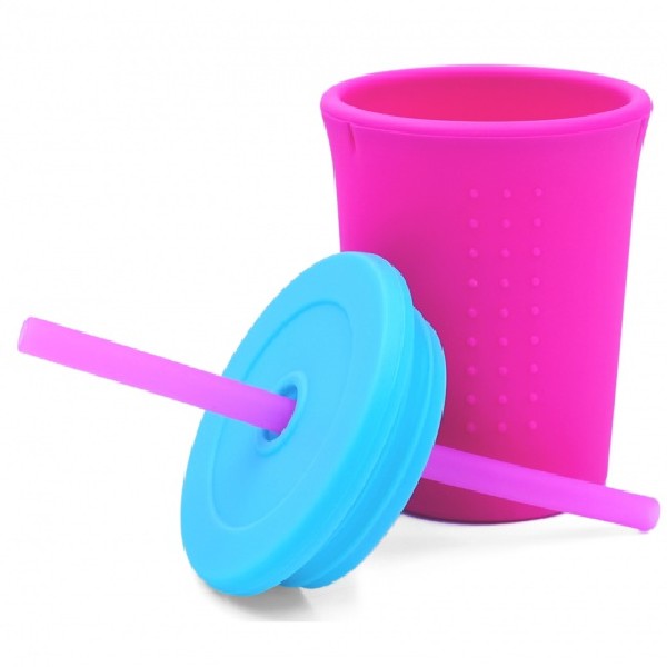 Straw Cup 350ml Pink/Aqua